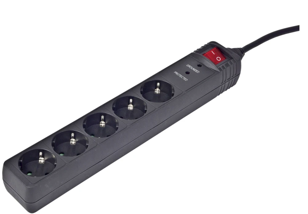 Gembird EnerGenie | Surge Protector SPG5-C-10/ 3 m/ 5 Sockets/ Juodas