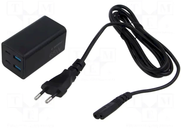 „Gembird“ USB PD USB C tipo, 4x USB, 65 W, GaN, juodas