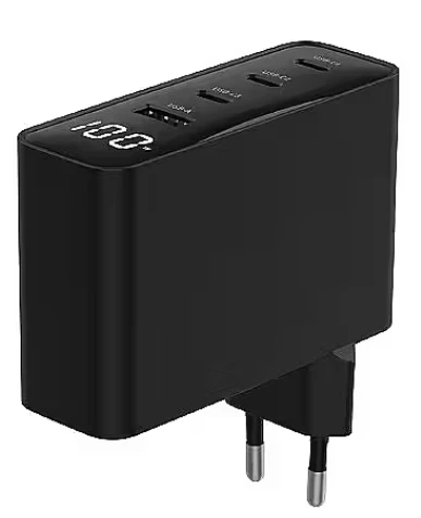Gembird GaN 4x USB, 100W, LCD, juodas