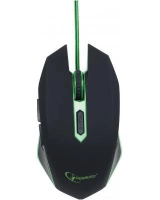 GEMBIRD MUSG-001-G Gembird žaidimų optinė pelė 2400 DPI, 6 mygtukų, USB, juodas su žalias apšvietimu