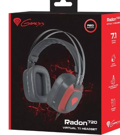 Žaidimų ausinės Genesis Radon 720, 7.1 erdvinis garsas, LED, USB