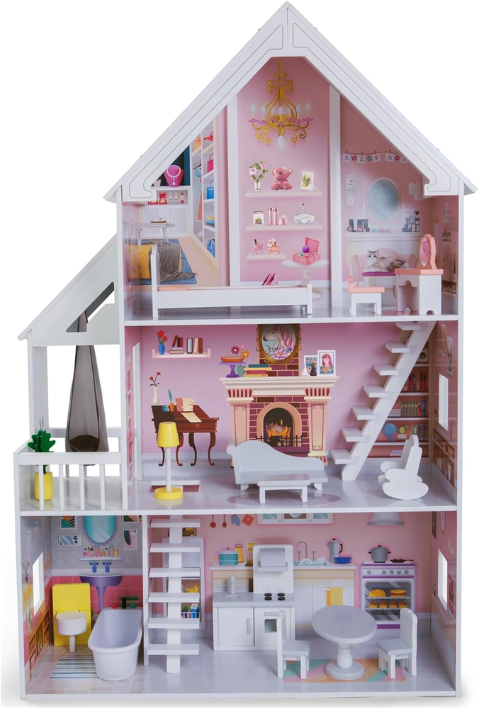 Eti-Polam Gerardo's Toys drewniany domek dla lalek su oświetleniem LED Liselle (GT61187)
