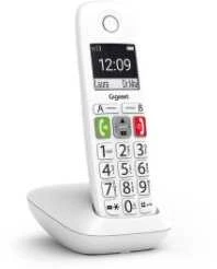 Belaidis telefonas - Gigaset E290 Duo Dideli Mygtukai, 150 Telefono Knygos Įrašų, Balta