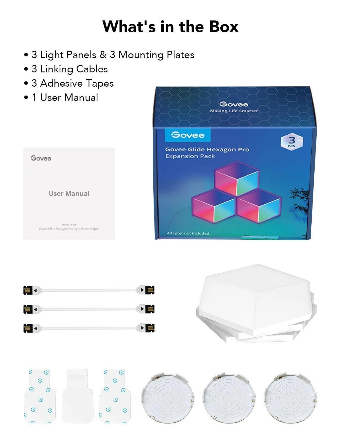 „Govee Glide Hexa Pro“ išmanusis sieninis šviestuvas su „Wi-Fi“ / „Bluetooth“ 72 W