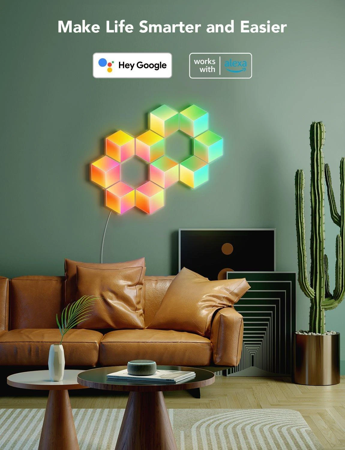 „Govee Glide Hexa Pro“ išmanusis sieninis šviestuvas su „Wi-Fi“ / „Bluetooth“ 72 W