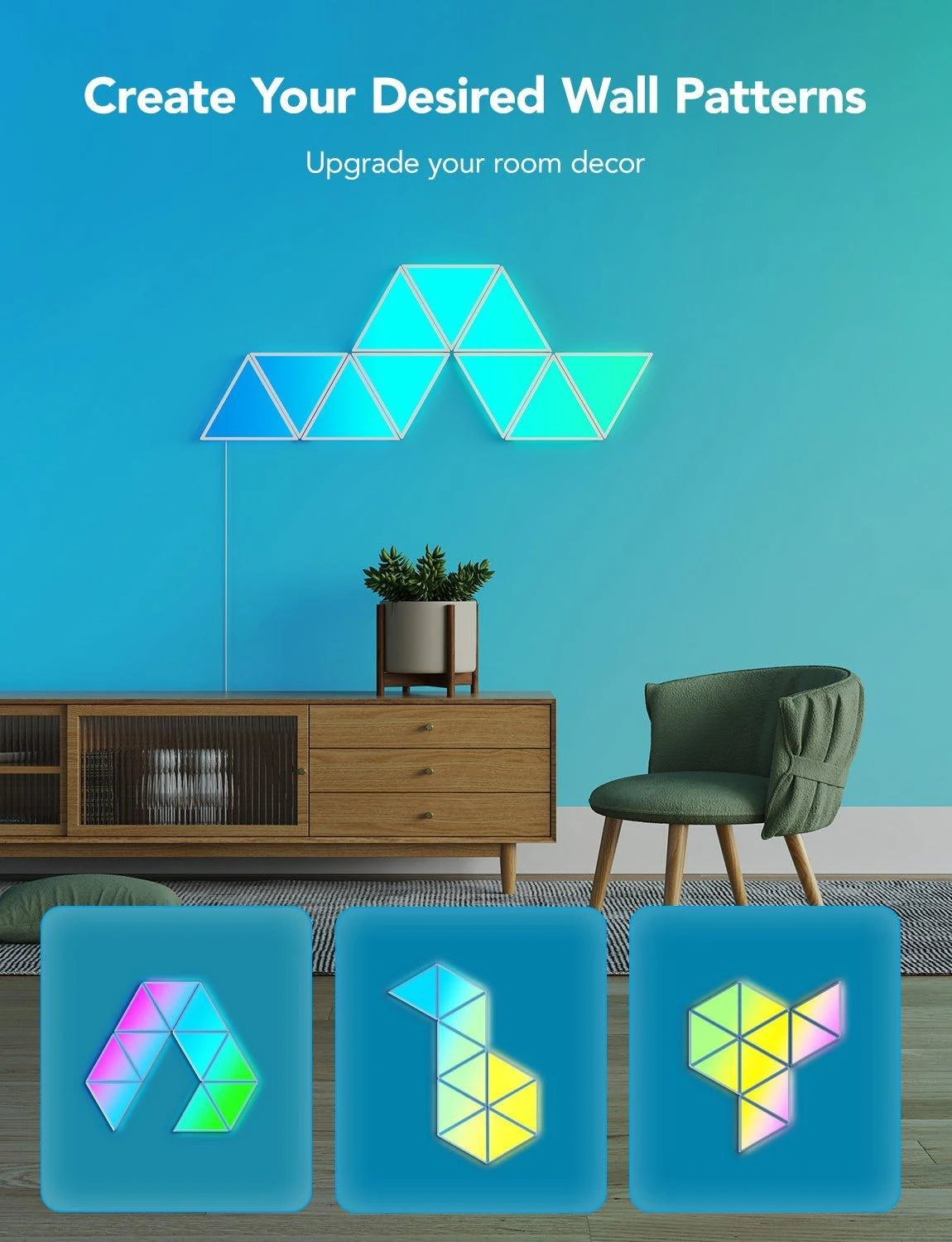 Ausinės Govee H6067 Glide Triangle | LED panelės | RGBIC