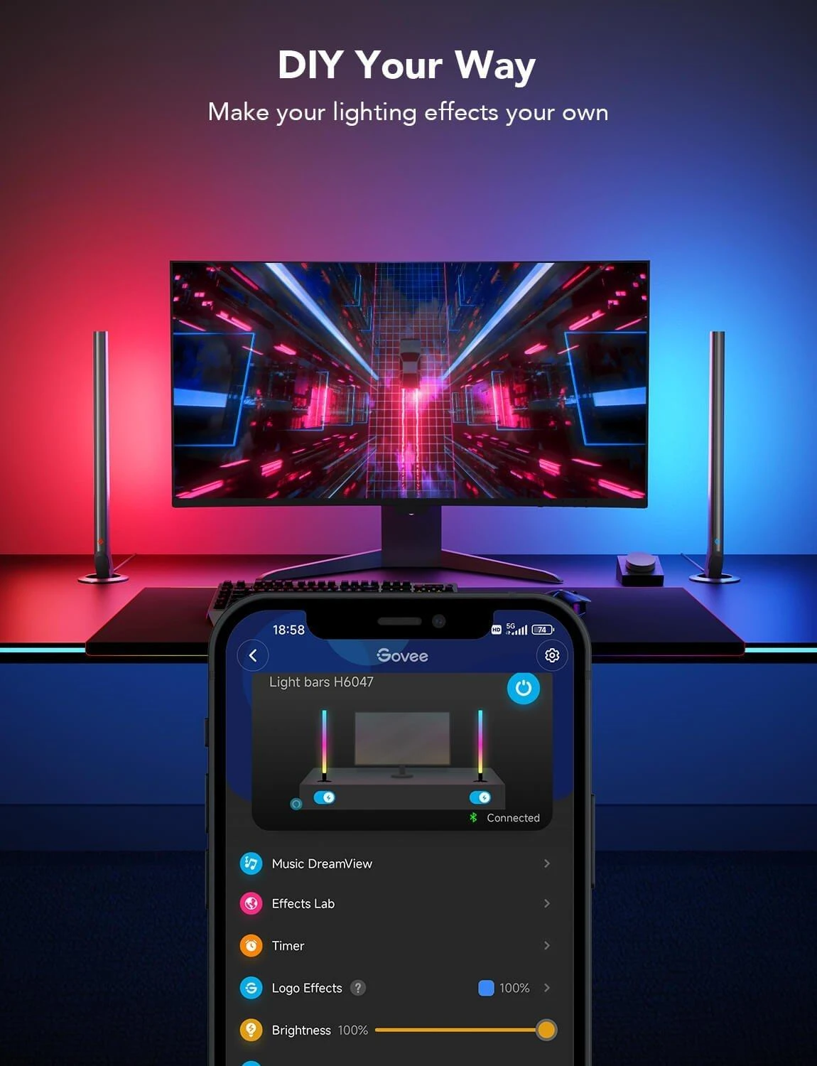 „Govee H6047“ išmaniosios LED juostelės žaidėjams