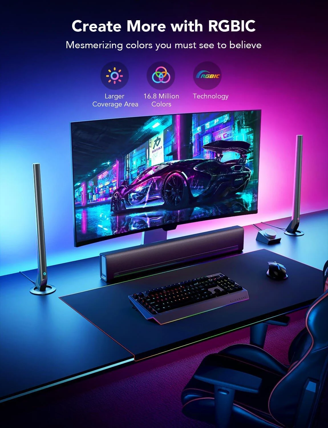 „Govee H6047“ išmaniosios LED juostelės žaidėjams