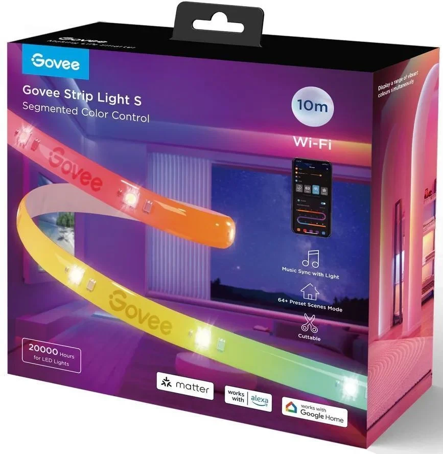 „Govee Strip Light S“ segmentuota išmanioji juostelės formos šviesa su „Wi-Fi“ / „Bluetooth“ 36 W