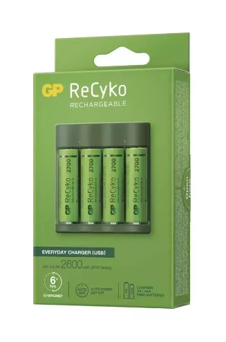 GP Everyday B421 4× AA ReCyko 2700 USB akumuliatorių įkroviklis
