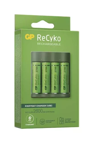 GP Everyday B421 4× AA ReCyko 2700 USB akumuliatorių įkroviklis