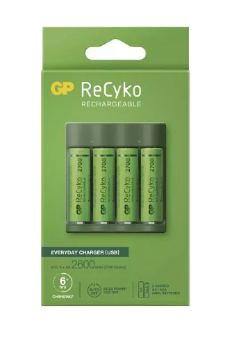 GP Everyday B421 4× AA ReCyko 2700 USB akumuliatorių įkroviklis