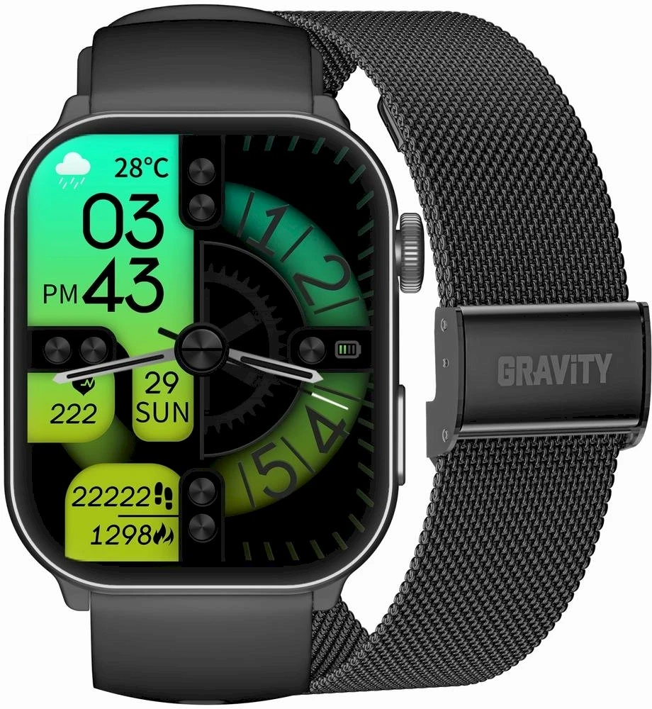 Išmanusis laikrodis UNISEX GRAVITY GT28-1 - ROZMOWY BLUETOOTH, DODATKOWY PASEK (sg037a)