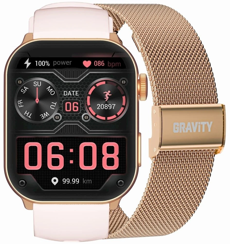 Išmanusis laikrodis UNISEX GRAVITY GT28-6 - ROZMOWY BLUETOOTH, DODATKOWY PASEK (sg037f)