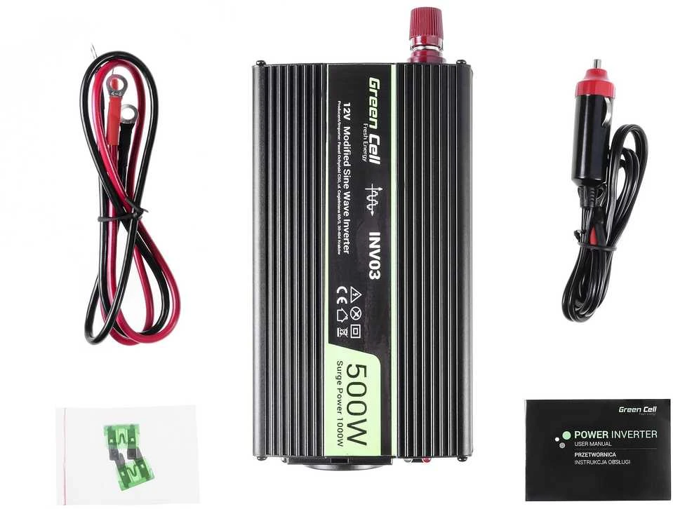 Green Cell Žalias Cell Žalias CELL automobilio maitinimo keitiklis 12V į 230V 500W/1000W