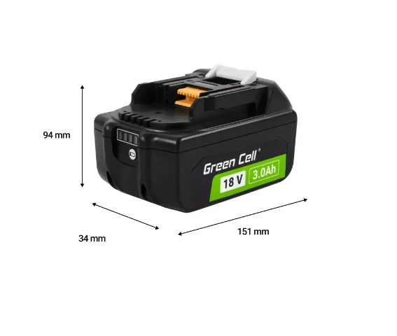 Green Cell Žalias Cell Žalias Cell akumuliatorius BL1830 skirtas Makita LXT 18V 3Ah suktuvui