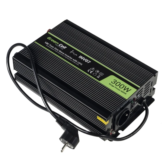 Green Cell Žalias Cell Inverteris 12V/230V 300W/600W sinusinė išėjimo įtampa Žalias Cell su UPS funkcija
