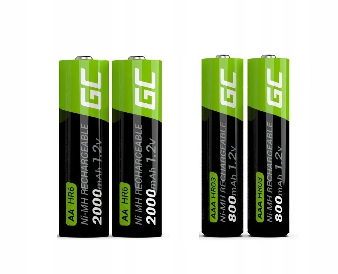 Green Cell Žalias Cell VitalCharger Baterijų kroviklis + 2x AA baterijos / 2000mA ir 2x AAA baterijos / 800mAh