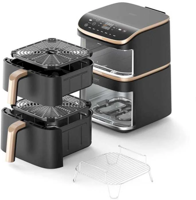 „Cosori Turbo Tower Pro Smart Single“ 10,8 l autonominė 2630 W karšto oro gruzdintuvė, Juodas, auksinė