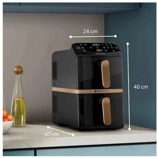 Karšto oro gruzdintuvė Philips 4000 ser. „Airfryer“ su 2 krepšeliais, 2750 W