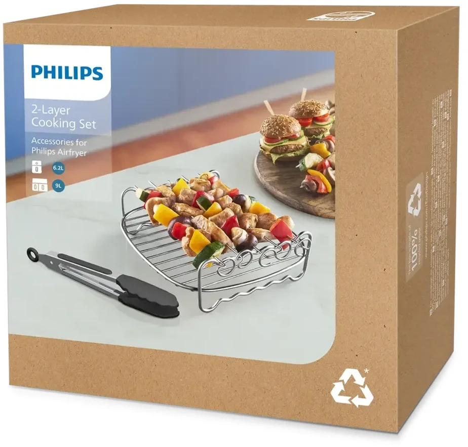 Philips 2 sluoksnių kepimo rinkinys, skirtas Philips Airfryer 6,2 l, 8,3 l ir 9 l gruzdintuvėms (HD9920/00)