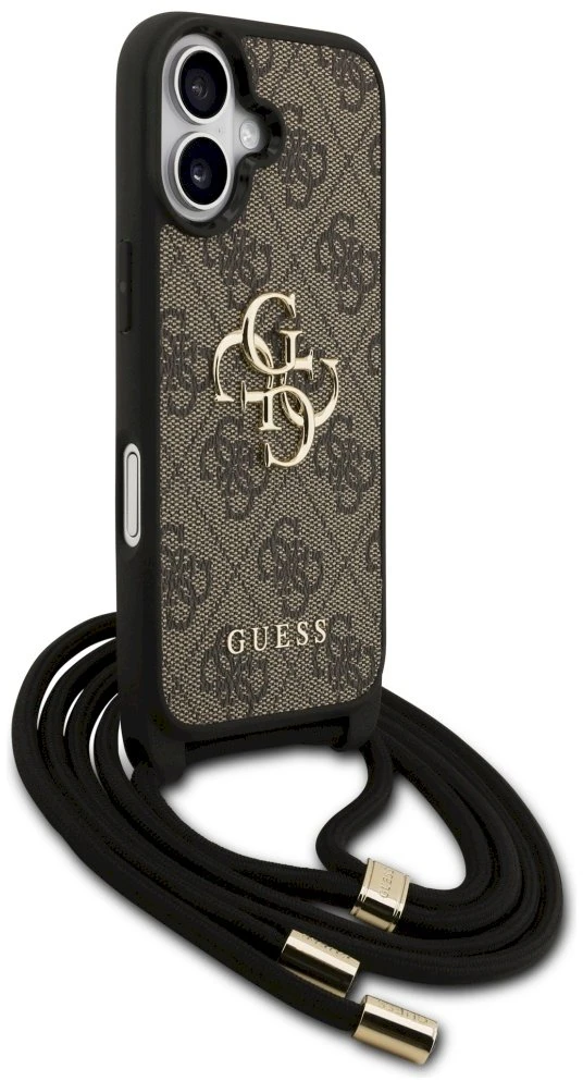Original dėklas GUESS 4G Big Logo Cord Stap Crossbody skirtas Apple iPhone 17 rudos spalvos