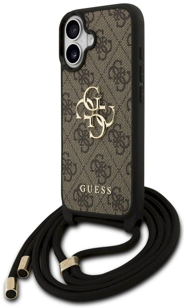 Original dėklas GUESS 4G Big Logo Cord Stap Crossbody skirtas Apple iPhone 17 rudos spalvos