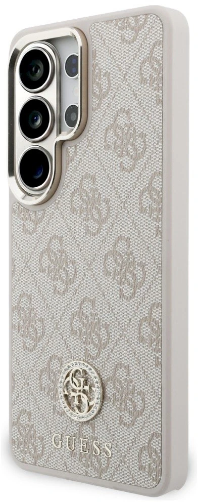 Dėklas Guess 4G Big Rhinestone Triangle Strap MagSafe for Samsung Galaxy S26 Ultra rožinės spalvos