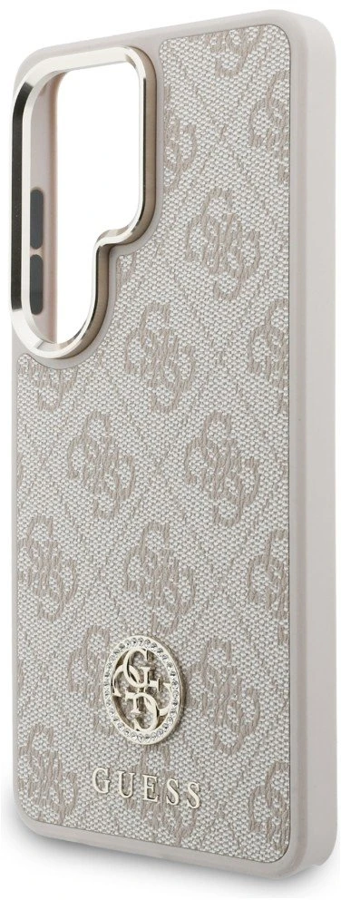 Dėklas Guess 4G Big Rhinestone Triangle Strap MagSafe for Samsung Galaxy S26 Ultra rožinės spalvos