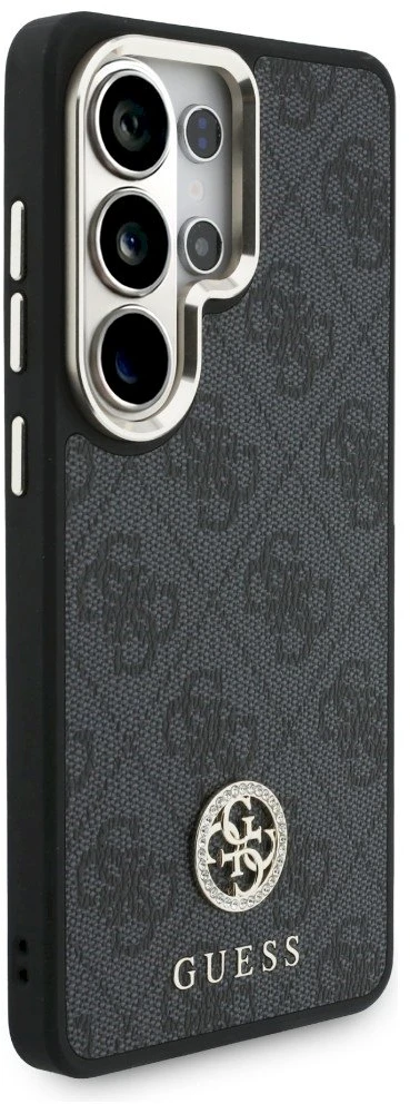 Dėklas Guess 4G Big Rhinestone Triangle Strap MagSafe for Samsung Galaxy S26 Ultra juodos spalvos