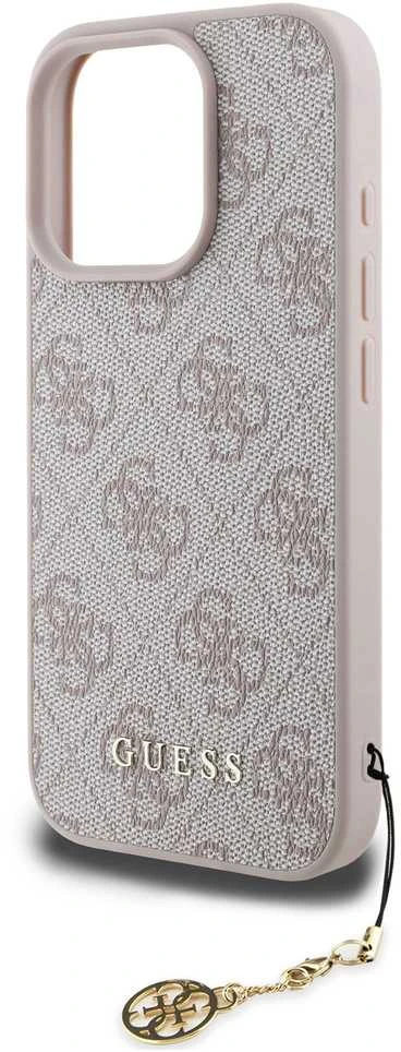 Guess 4G Charm dėklas skirtas Apple iPhone 16 Pro Max Tone on Tone Rožinė