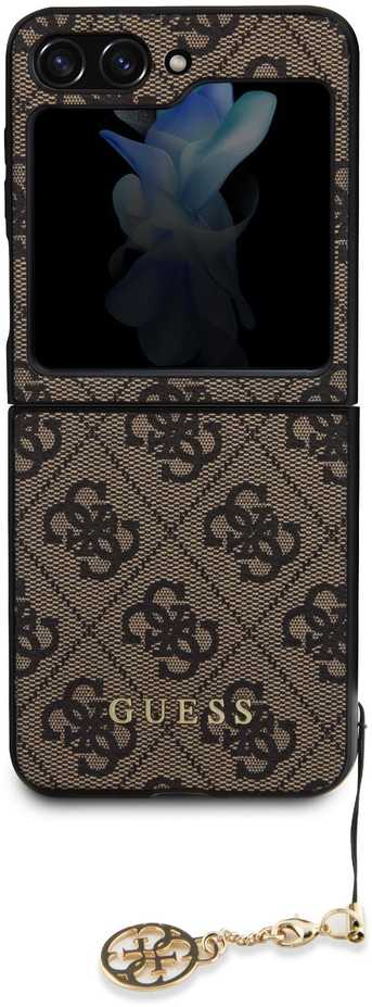 Samsung Galaxy Z Flip 5 Guess Dėklas 4G Charms Collection (GUHCZF5GF4GBR) rudos spalvos