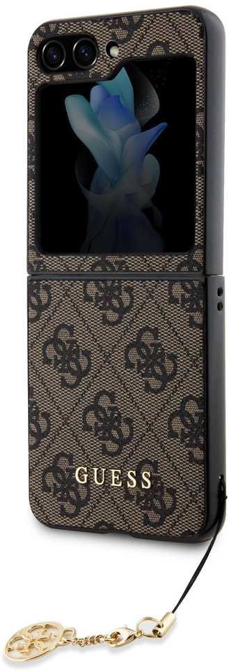 Samsung Galaxy Z Flip 5 Guess Dėklas 4G Charms Collection (GUHCZF5GF4GBR) rudos spalvos