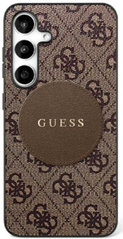 Dėklas Guess 4G Round Patch Classic Logo MagSafe Samsung Galaxy S25+ rudos spalvos