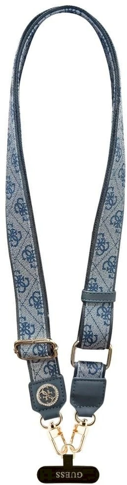 Universalus kaklajuostis Guess CBDY 4G Tether Patch Strass Metal Logo mėlynas