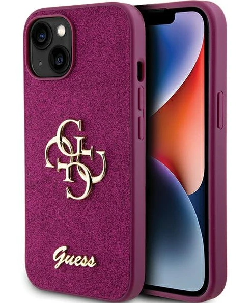 Apple iPhone 15 Guess dėklas Glitter Script Big 4G (Guhcp15shg4sgu) violetinės spalvos
