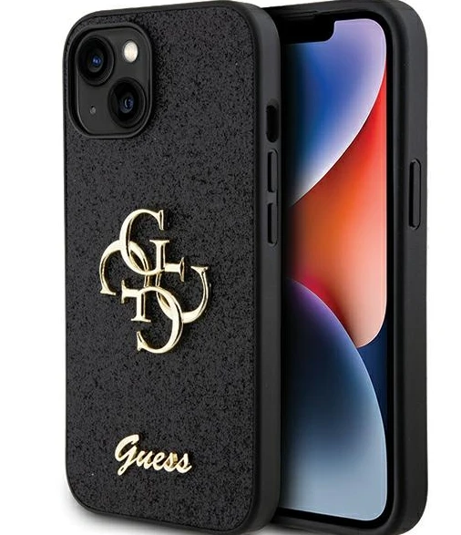 Dėklas GUESS GUHCP15XHG4SGK IPHONE 15 PRO MAX 6.7 "Juodas/Juodas HARDCASE GLITTER SCRIPT BIG 4G