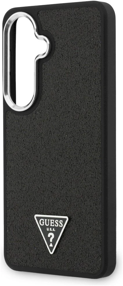 Dėklas Guess Fixed Glitter Triangle MagSafe Samsung Galaxy S26 juodos spalvos