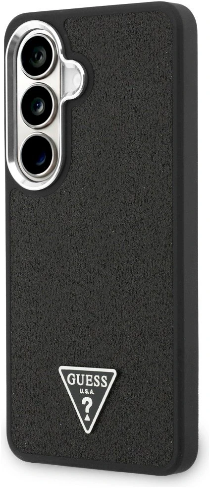 Dėklas Guess Fixed Glitter Triangle MagSafe Samsung Galaxy S26 juodos spalvos