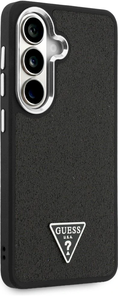 Dėklas Guess Fixed Glitter Triangle MagSafe Samsung Galaxy S26 juodos spalvos