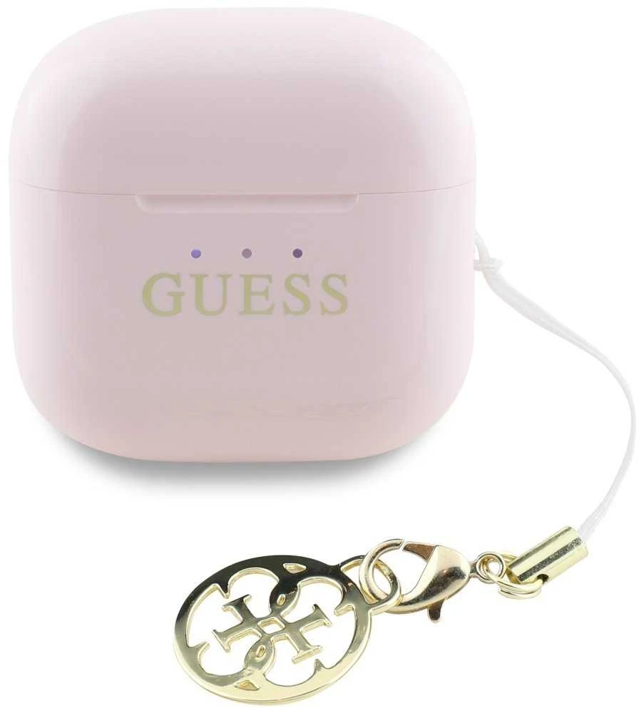 Ausinės TWS Guess Glossy Effect Printed Classic Logo & Charm rožinės spalvos