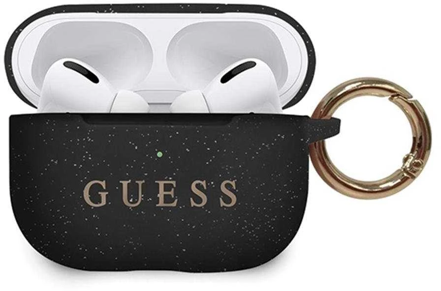 „Guess Ring“ silikoninis dėklas, skirtas „AirPods Pro“ – juodas ir auksinis