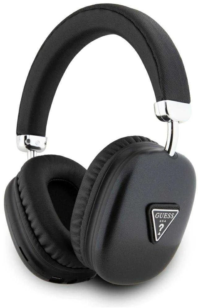 Guess PU Leather 4G Triangle Logo belaidės ausinės juodos spalvos