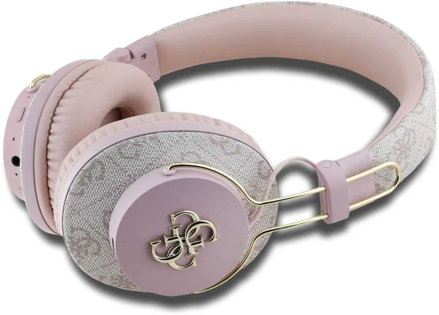 Guess PU 4G Metal Logo ENC belaidės ausinės rožinės spalvos