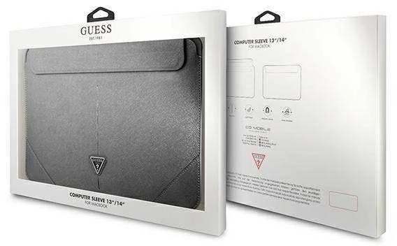 Guess Dėklas kompiuteriui GUCS16PSATLG 16″ sidabro spalvos Saffiano Triangle Logo