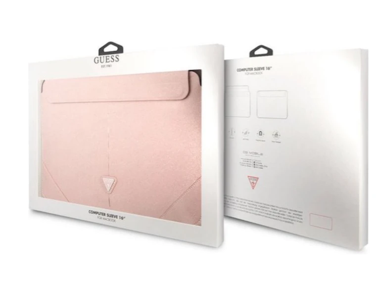 Guess Dėklas kompiuteriui GUCS16PSATLP 16″ rožinės spalvos Saffiano Triangle Logo