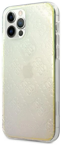 Guess GUHCP12L3D4GIRBL iPhone 12 Pro Max 6,7 colių opalinis / vaivorykštinis kietasis dėklas, 4G 3D raštų kolekcija