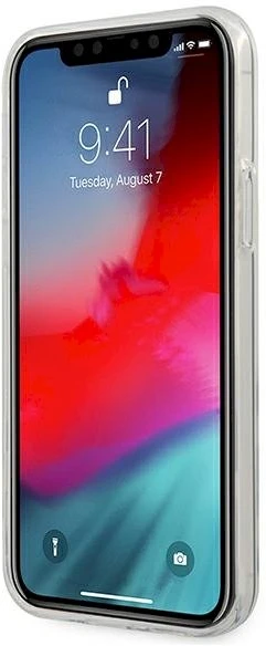 Guess GUHCP12L3D4GIRBL iPhone 12 Pro Max 6,7 colių opalinis / vaivorykštinis kietasis dėklas, 4G 3D raštų kolekcija