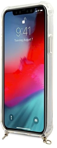 Apple iPhone 12 / 12 Pro Guess dėklas 4G Gold Chain (GUHCP12MKC4GSGO) skaidrus