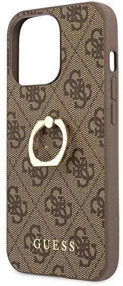 Apple iPhone 13 Pro Guess dėklas 4G with Ring Stand (GUHCP13L4GMRBR) rudos spalvos